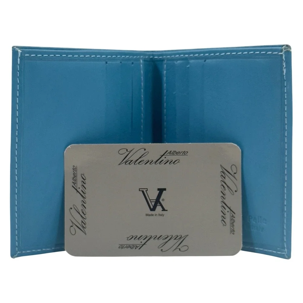 Alberto Valentino Italian Genuine‎ Leather Teal Bifold Wallet Vera Pelle NWT